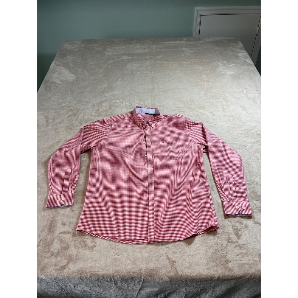 Ouku Mens XXXL Red Gingham Check Button Down Long Sleeve Cotton Shirt